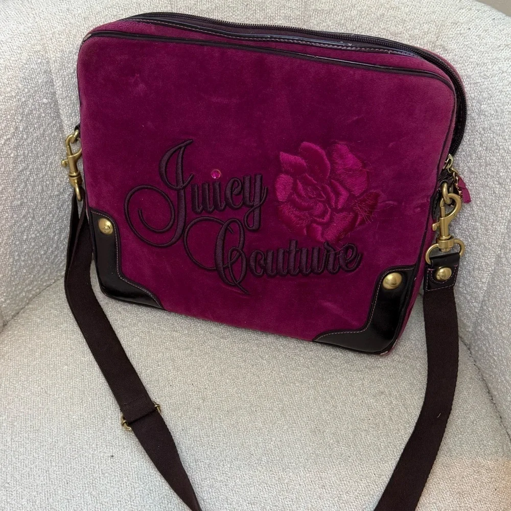 Juicy Couture Fuchsia Laptop Bag with Brown Accents